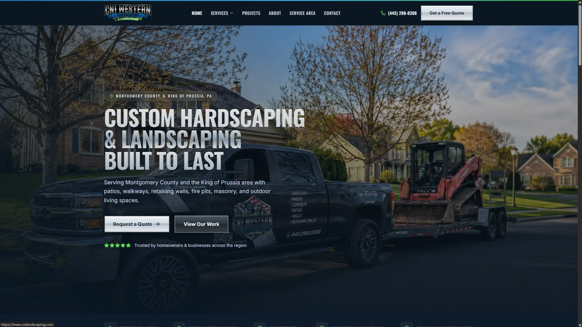 CNI Western Hardscaping & Landscaping website homepage