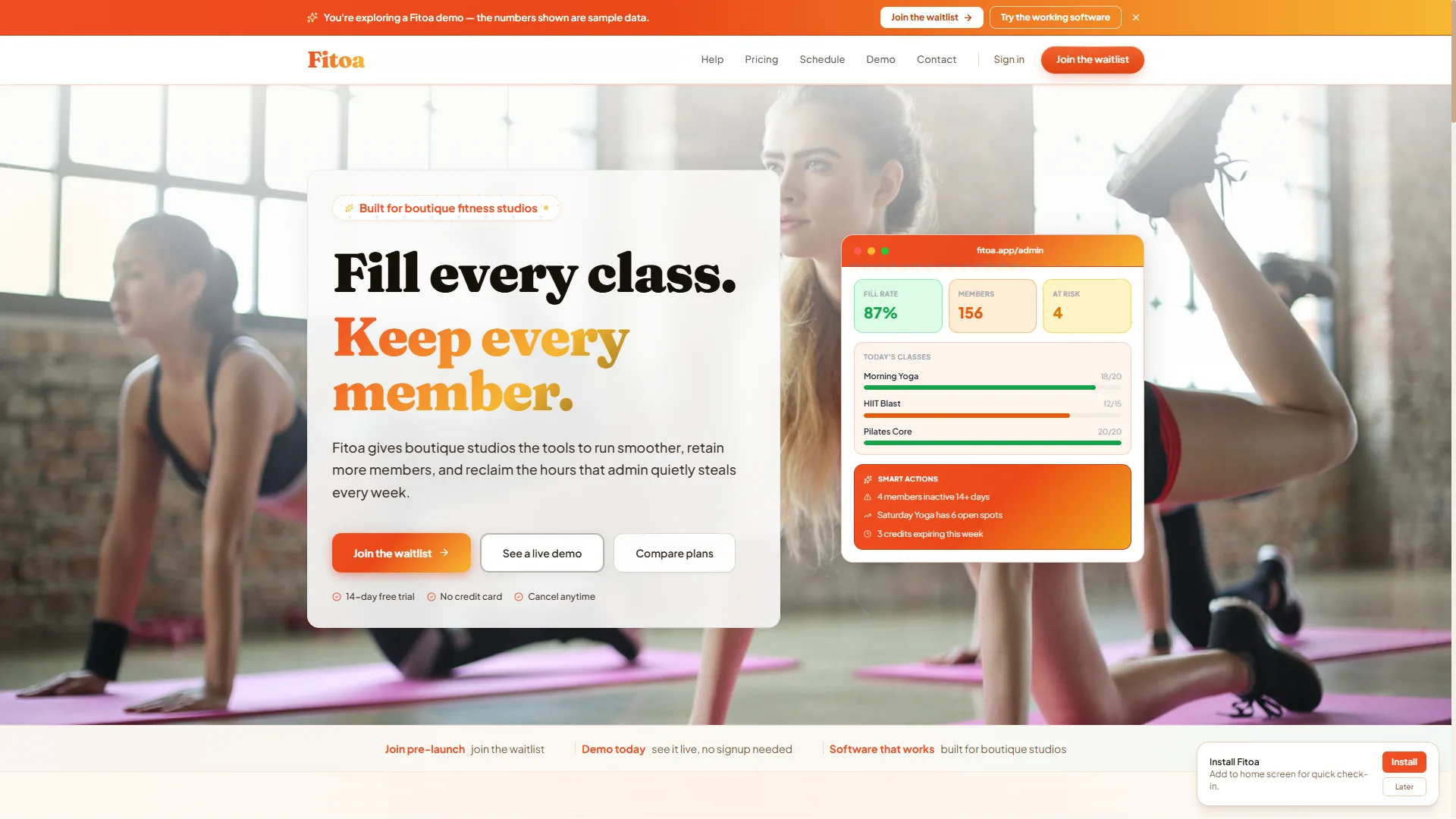 Fitoa website homepage