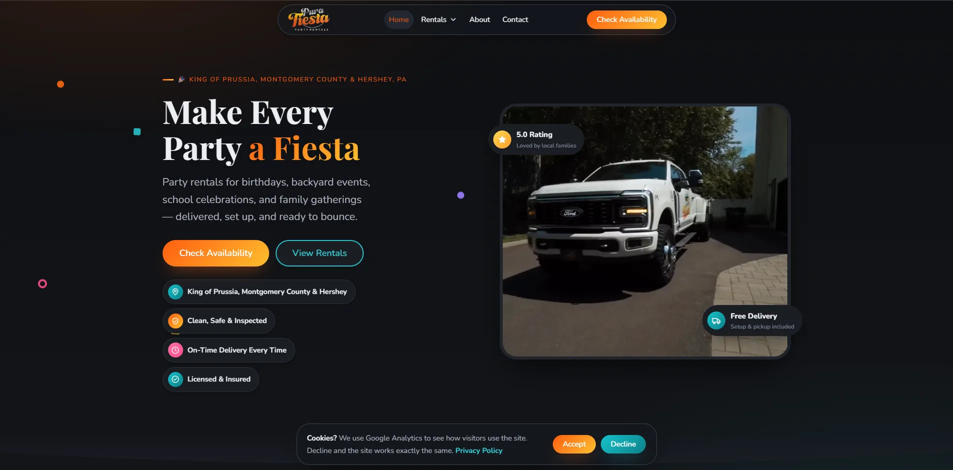 Pura Fiesta website homepage