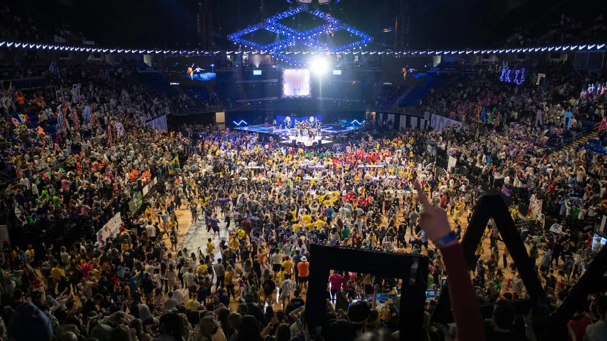 Footer background — THON crowd