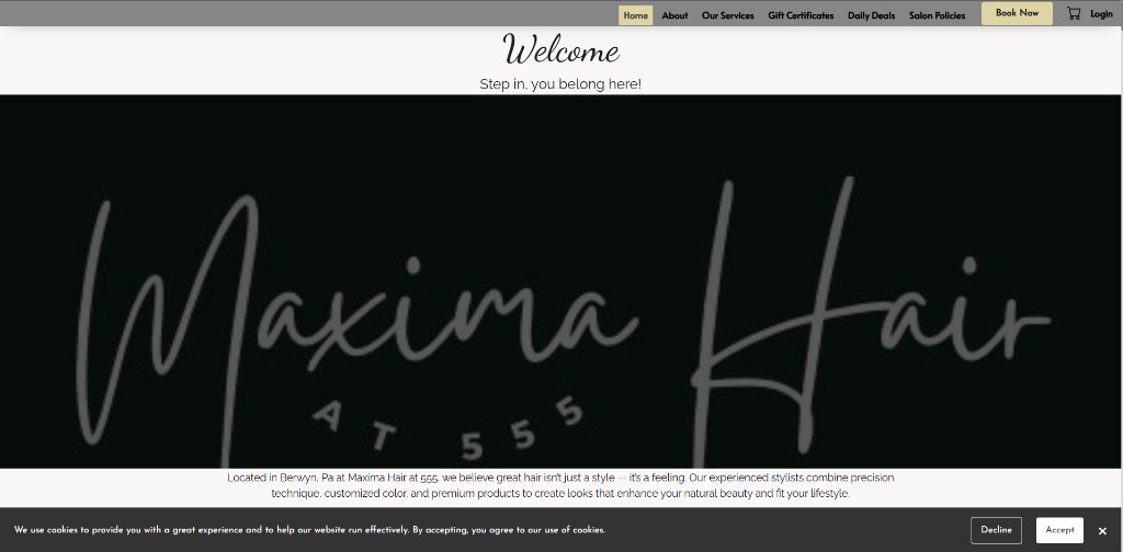 Maxima Hair at 555 — before redesign