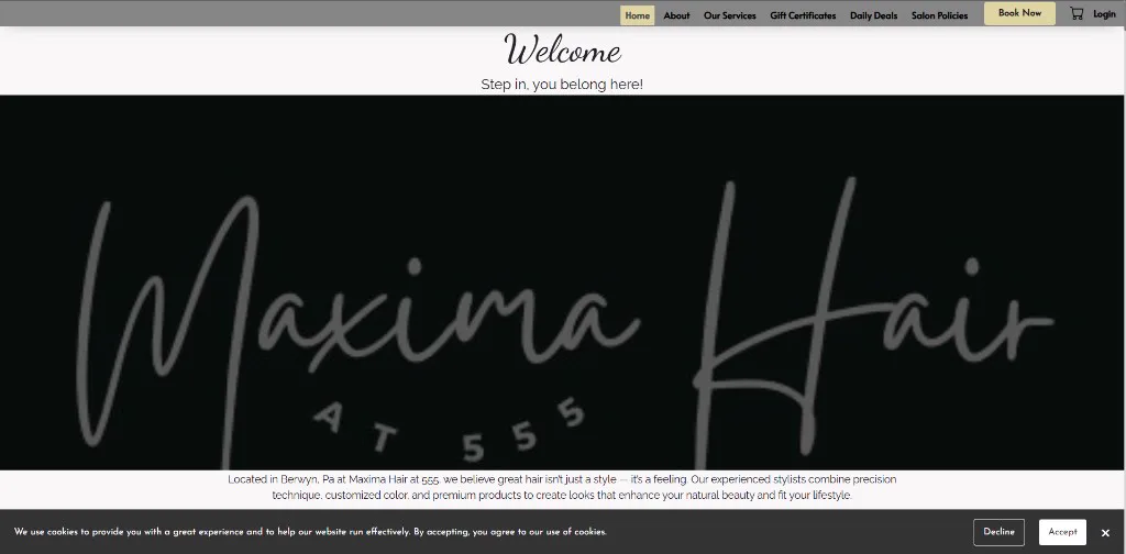 Maxima Hair at 555 — before the redesign